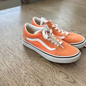 Worn 3 times, No box, Big kids size 4, Vans orange/white